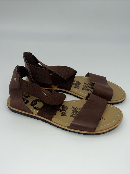 Sorel Shoes - Sorel Ella ankle dark brown leather Strap sandals women’s size 8.5